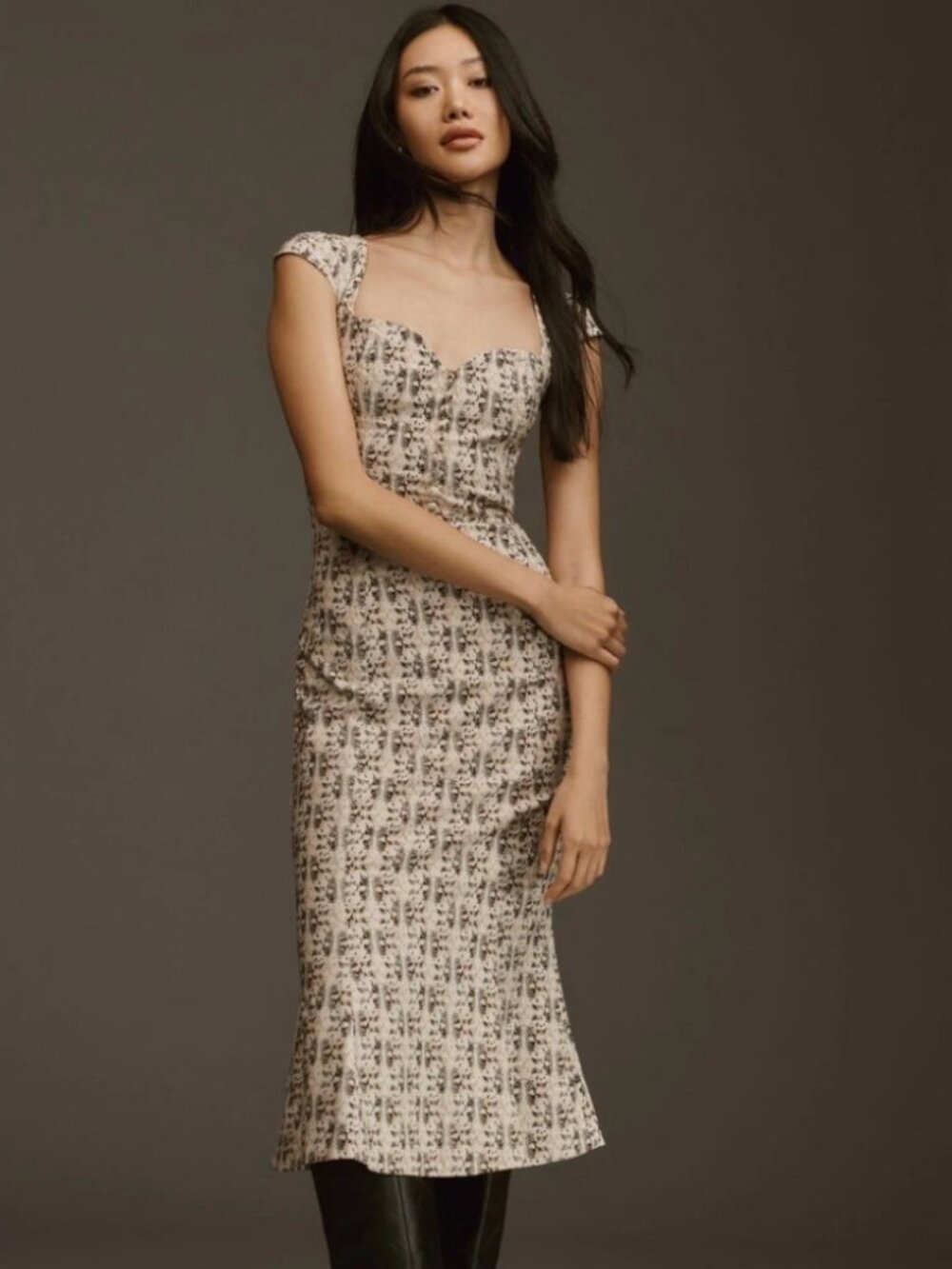 by Anthropologie The Cecily Fit & Flare Sweetheart Cap Sleeve Midi Dress, 3X